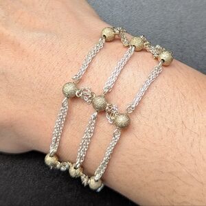 Silver Color And Champagne Gold Chain Bracelet Apt 9